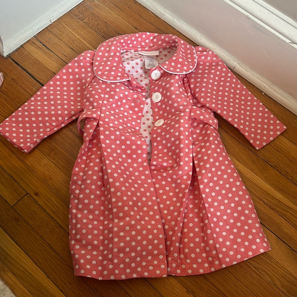 Bonnie Baby dress coat, pink with white polka dots 24 months